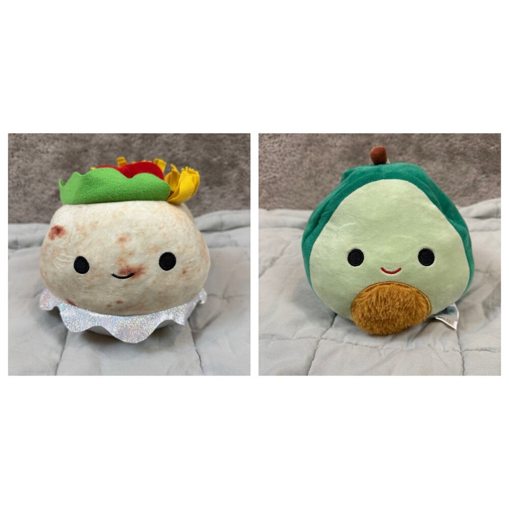 Flip-a-mallow Squishmallow Bernardo the Burrito and Austin the Avocado Plush